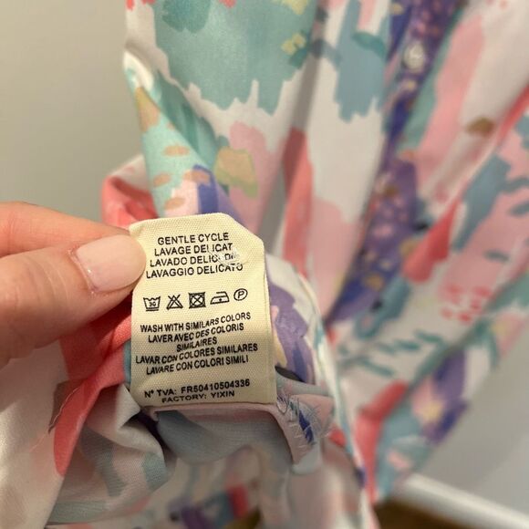 FRNCH Pink & Purple Pastel Color Adjustable Spaghetti Strap Bow in Back Sundress - Picture 10 of 13